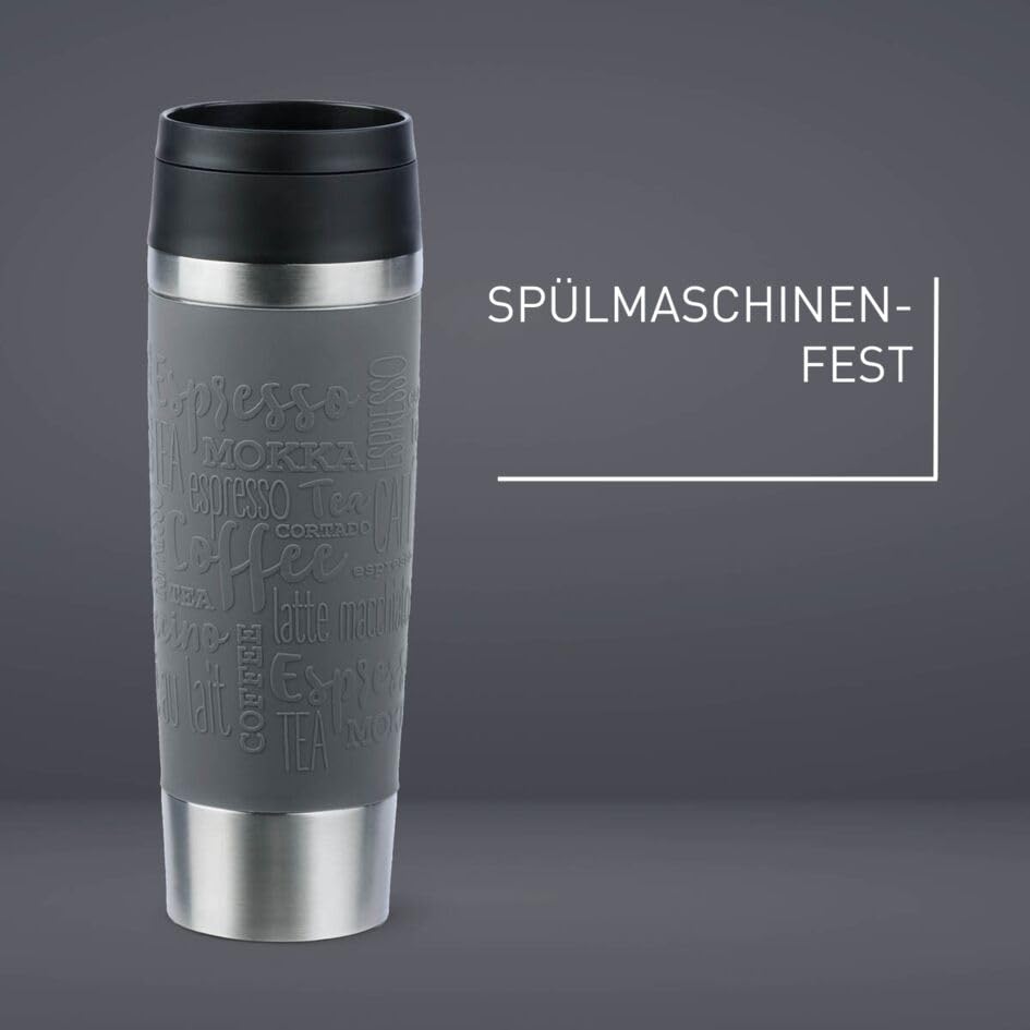 Emsa N20223 Travel Mug Classic Isolierbecher 0,5 Liter, neuer Komfort-Schraubverschluss, Edelstahl, 6h heiß und 12h kalt, 100% dicht, spülmaschinenfest, 360°-Trinköffnung, Dunkelgrau 3
