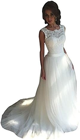 Danadress Women's 2017 New Tulle Lace Wedding Dresses A-Line Long Bride Gowns 35 (US6, White)