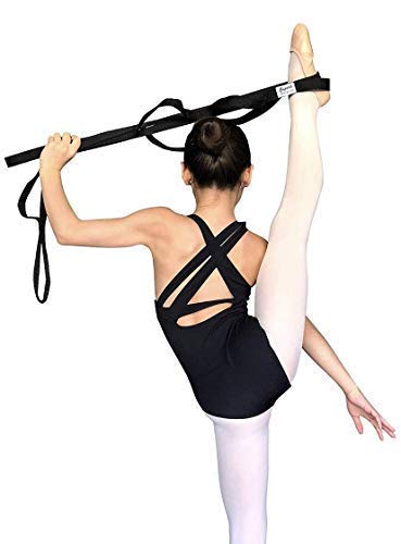 Traditional Wood Double Ballet Barre Stretch Dance Bar 4 FT - Lightweight, Portable, Adjustable with Travel Bag and 10 Loop Stretch Strap Bundle - by Superb