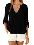 Choies Women's Black V-neck Button Detail Dip Back Solid Blouse Top 6