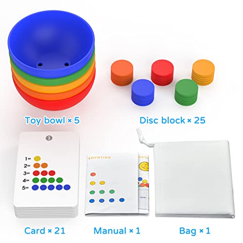 Rainbow Sorting Bowls,Montessori Sorting and Counting Toys for Toddlers
