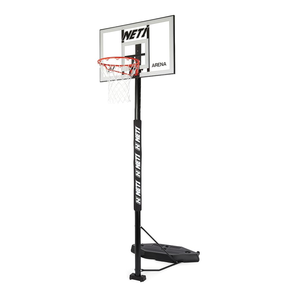 NET1 | Basketball Backboard & Net System | Arena | Premium Height Adjustable | Padded Stand | Stylish Clear Perspex Backboard | Portable