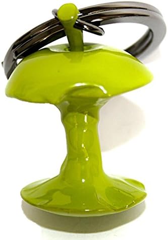 Keychain Newton Green Apple 3D Charm. Metal Car Keyring Accessory.