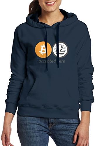 Hi Alice Women Bitcoin Litecoin Accept Here Long Sleeve Sweatshirt Comfortable Hooded Sweatshirt With Kangaroo Pocket