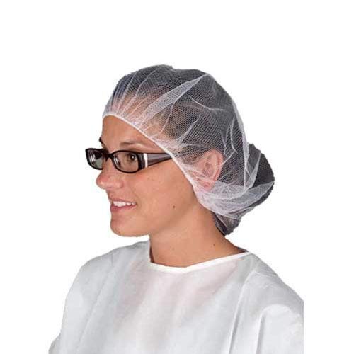 100 Pcs Disposable White Nylon Hairnets 24", Protective Hair Nets, Stretchable Mesh Hair Head Covers, Spun Bonded, Breathable, Lightweight, Non-Woven Caps, Food Service, Lab Work, Hospital, Tattoo
