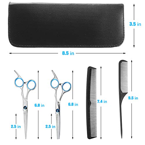Ciseaux Coiffure Professionnels, liaboe 12PCS Kit Coiffure Ensemble de Ciseaux Coiffeur Ciseaux Désépaississant Cape Pinces à Cheveux Peignes Balais à Cou Materiel Coiffure Salon Barbier Maison( Noir)