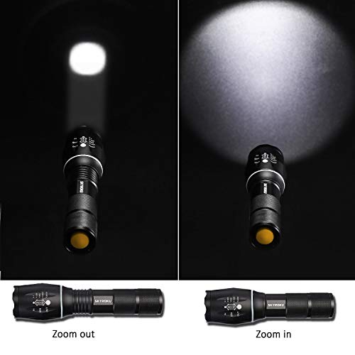 LED Tactical Flashlight, SKYROKU Portable Outdoor Water Resistant Torch Light Zoomable Flashlight with 5 Light Modes (2 Pack)