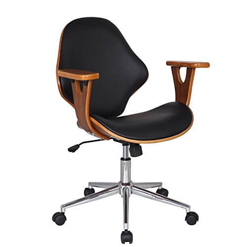 DecentHome Walnut Bentwood Hydrualic Adjustable 360 Degree Swivel
Rolling Office Chair, 6 Casters, Single Piece (Bentwood Walnut II)