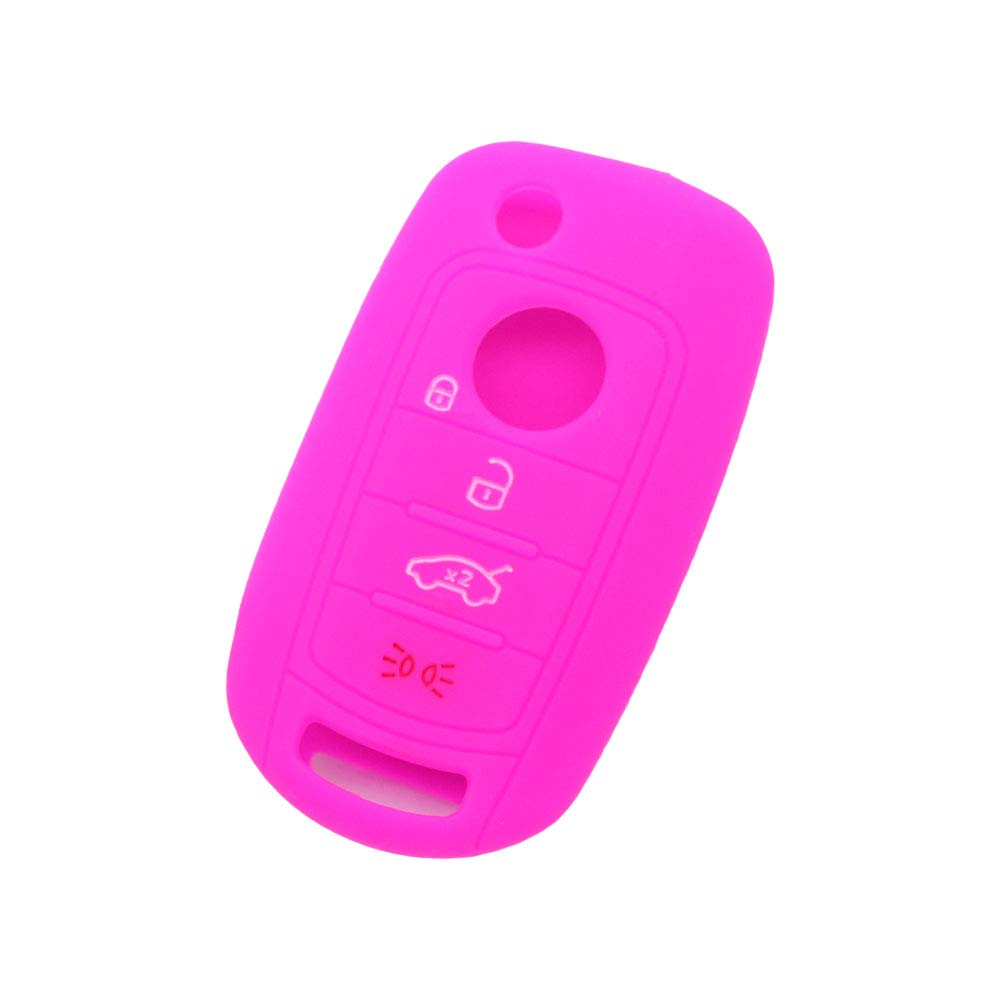 BROVACS Silicone Cover Protector Case Holder Skin Jacket Compatible with FIAT DODGE 4 Button Flip Remote Key Fob CV9262 Rose