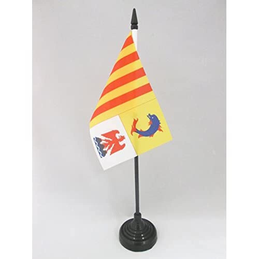 AZ FLAG - Provence-Alpes-Côte d'Azur Table Flag 4'' x 6'' - French region of PACA Office Mini Banner 100% Polyester 15 x 10 cm - Mini Desk Flag with 10'' Pole and Black Plastic Base — image 1