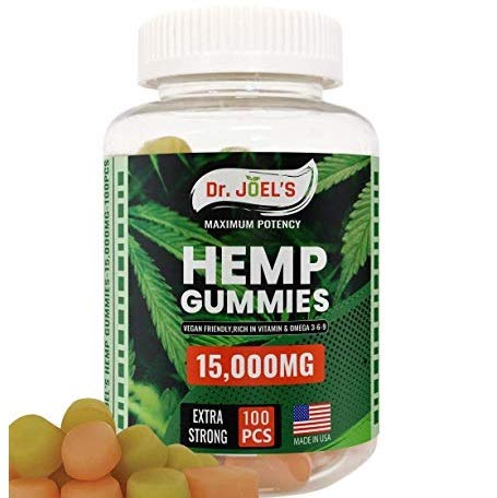 Dr JOELS Premium Hemp Gummies - 15,000 MG Hemp Extract - 100 cts - Fast Relief from Anxiety, Pain, Nausea, Stress, Inflammation & Depression - Made in USA - Zero THC CBD Cannabidiol
