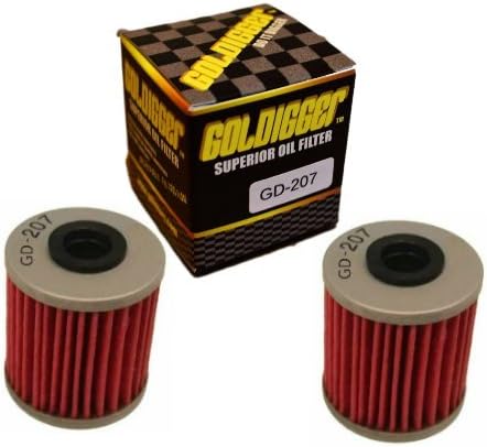 GOLDIGGER After Market HF207 &amp; KN-207 Replacement Oil Filter Motorcycle/Dirt Bike/ATV Fit Kawasaki kx250f Suzuki rmz450 rmx250 (2 Pack)