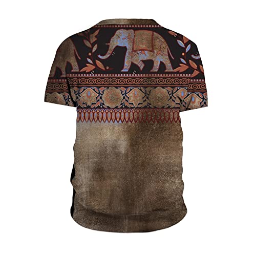 Mens Casual O Neck Button Down Shirt Hide Belly