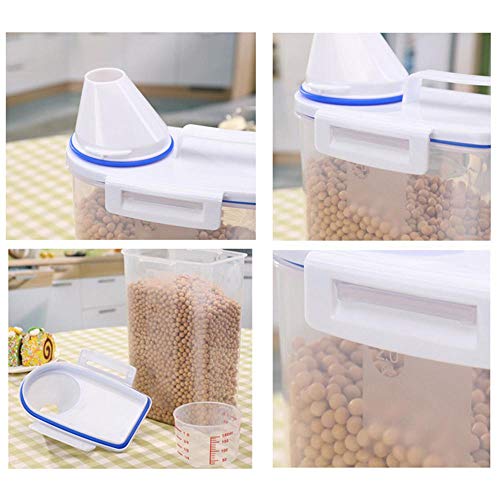 AOLVO Rice Bin 2kg Rice Container, 3 Pcs Airtight Cereal Container Rice Barrel Dry Grain Dispenser Thicken Rice Cylinder Clear Food Storage Box with Airtight Design Measuring Cup Pour Spout (3pc)