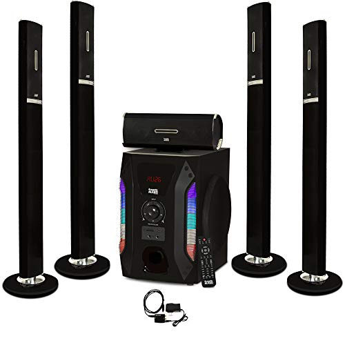 Acoustic Audio AAT1002 Bluetooth Tower 5.1 Speaker System with Optical Input & Powered Sub