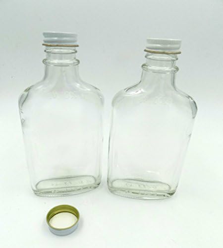 200ml Flint Glass Flask With Metal Caps - Case of 12