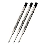 Schmidt P900 Parker Style Ballpoint Pen Refill, Medium Point, Black Ink, Pack of 3 (90011)