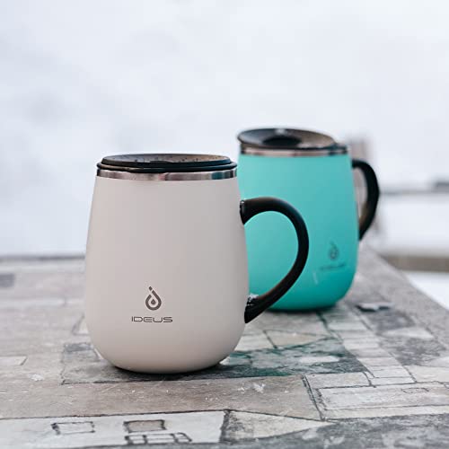 Ideus 16 oz Insulated Coffee Mug with Handle and Lid, Double Wall