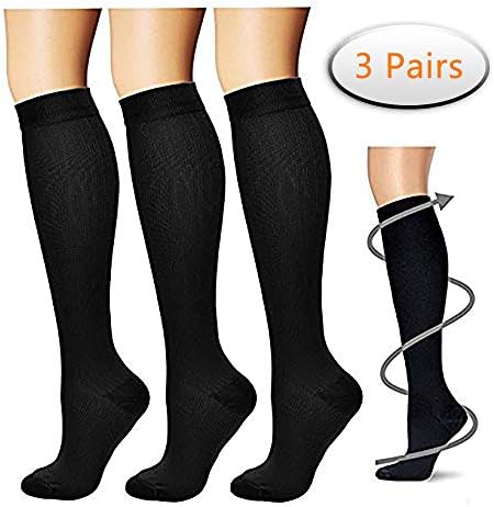 Compression Socksfor Men & Women - BEST Stockings for Running, Medical, Athletic, Edema, Diabetic, Varicose Veins, Travel, Pregnancy (TYPE 1, L/XL)