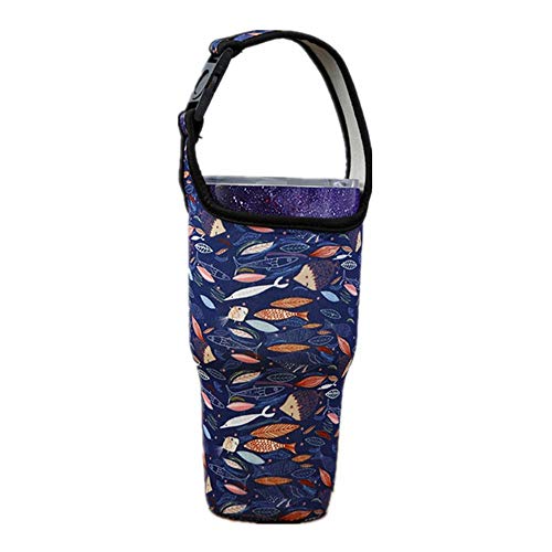 YouZi Tumbler 30 oz Carrier Handle Bag w/Shoulder Strap Fit for Rtic, Atlin, Ozark Trail,YETI Rambler 30 oz Insulated Tumbler Coffee Cup (Fish -Fish)