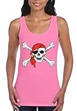 Shop4Ever® Jolly Roger Skull Crossbones Women's Tank Top Pirate Flag Tank Tops