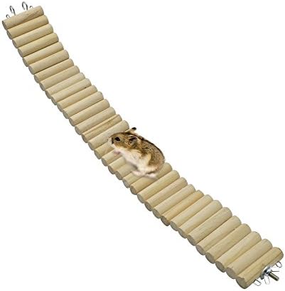 ZHTOOL 20 inches Natural Wood Bridge For Hamster Mice Chinchilla Chipmunk- Bendable Small Animals Ladder Toy