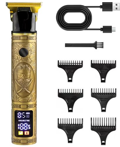 Men's Hair Clipper, Men's Beard Clipper T Zero Gap with LED Screen, IPX7 Waterproof Wireless Precision Rechargeable Clipper Professional Hair Trimmer for Family Barbers and Gift Men