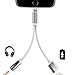 2 in 1 Lightning Adapter for iPhone 7 ,Silver iPhone Splitter ,2-Port Lightning Headphone Audio and Charger Adapter for iPhone 7/7 Plus and More