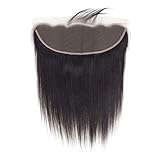 Straight Virgin Natural Human Hair Lace Frontal Closure 13X4 Ear to Ear (18 inch, Natural Black)