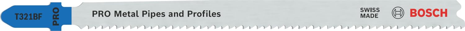 Bosch 5x PRO Metal Pipes and Profiles T321BF Jigsaw Blade (for Metal pipes and profiles, Steel sheets, Length 132 mm, Professional Accessory Jigsaw)