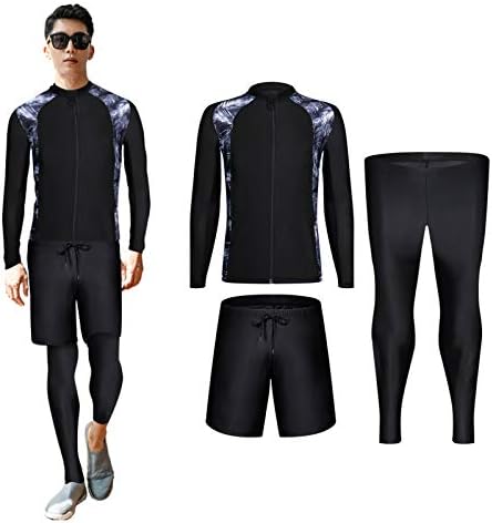 Bojin ラッシュガード メンズ Uvカット 薄手 上下セット 長袖 フィットネス 水着 ダイビング用 スポーツウェア 海水パンツ レギンス