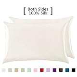 YANIBEST 19 Mome 2 Pack 100% Mulberry Silk Pillow Cases for hair and Skin (King, Natural White without bleach)