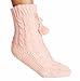 Womens Cozy Shepra Lined Cable Knit Sweater Slipper Sock w/ Pom Pom (One Sz Fits All)