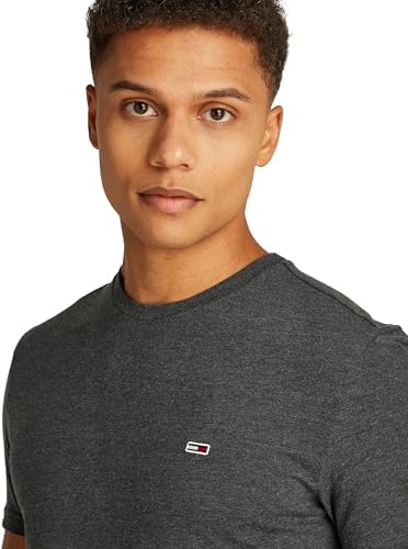 Tommy Jeans TJM Xslim Jasper Htr tee Ext Dm0dm20363 S/S T-Shirt, Preto (Preto Htr), M Masculino