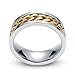 Topick Men's Fashion Stainless Steel 18k Gold Plated Width 8mm Spinner Chain-Shaped Ring (10.5)