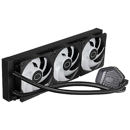 Cooler Master MasterLiquid Atmos 360 Black CPU-Wasserkühler – AIO-Wasserkühlung, Doppelkammerpumpe, vorinstallierte Sickleflow 120 Edge-Lüfter, adressierbares Gen 2 RGB, LGA1700- & AM5 – Schwarz thumbnail 3