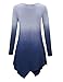 WT1050 Womens V Neck Long Sleeve Dip Dye Handkerchief Hem Tunic Top XXL NAVY