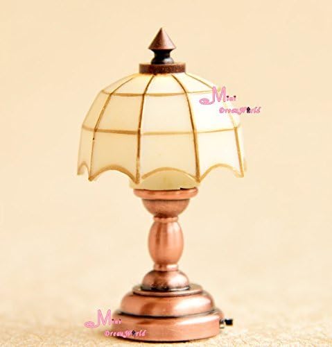1:12 Dollhouse Miniature Self-control W/battery Tiffany LED Table Lamp Light Le09