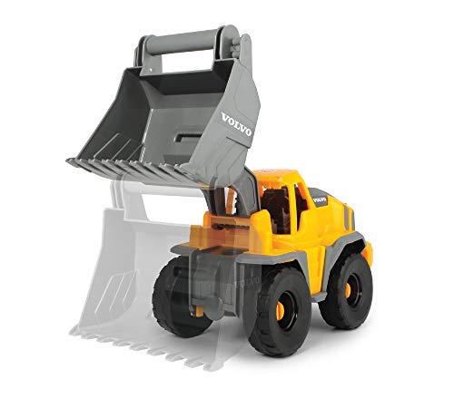 Dickie 203724002 Toys Volvo Freilauf Radlader, Spielzeug Bagger, Baustellenfahrzeug, bewegliche Schaufel und kippbar, offene Kabine, Länge 26 cm, gelb/grau – Bild 6