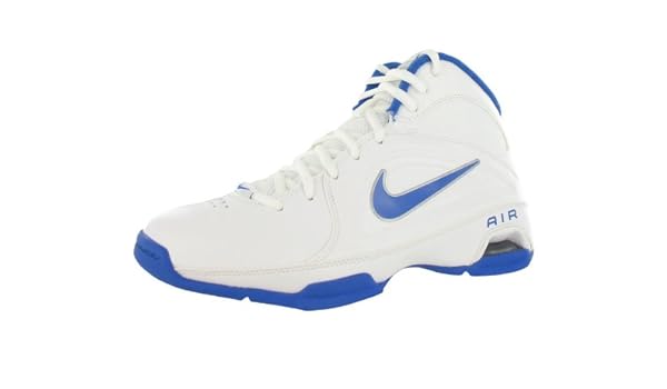 white blue basketball shoes