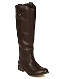Breckelle AE45 Women Leatherette Round Toe Riding Knee High Boot - Brown