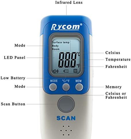 Rycom 5 In 1 Digital Lcd Non Contact Infrared Body Thermometer Ir Temperature Gun Sensor Fever Thermometer Baby Thermometer Home Laser Point For Children Adult Amazon De Drogerie Korperpflege