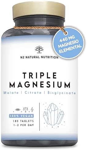 Citrato de Magnésio 1440mg + Bisglicinato de Magnésio 600mg + Malato 600mg. 440mg de Magnésio Elementar de Alta Biodisponibilidade. Reduz a fadiga, alivia as dores articulares e musculares. 3 meses. N 2