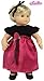 Sophia's Velvet & Satin Special Occasion Holiday Dress with Matching Bow Headband Accessory & Rosette Detail for 15” Baby Dolls, Black/Berry