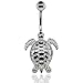 Pierce2GO Sea Turtle Belly Button Ring - 14G Surgical Steel turtle Belly Button Ring - Belly Button Rings Piercing for Women – 7/16”