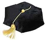 lescapsgown Unisex Doctoral Graduation Tam with Gold Bullion Tassel, Adjustable, 6 Sided Black