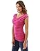PattyBoutik Women Cowl Neck Ruched Double Layer Top (Magenta Medium)
