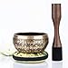 Tibetan Singing Bowl Set- Easy to Play with Dual-End Striker & Cushion- Creates Beautiful Sound for Healing, Stress Relief, Meditation & Relaxation- Peace Pattern- Light Brown Bowl- Yoga singing bowls