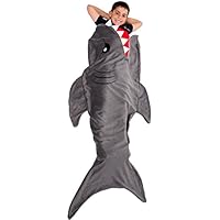 Silver Lilly Animal Tail Blanket - Plush Animal Sleeping Bag Blanket for Kids (Gray Shark)