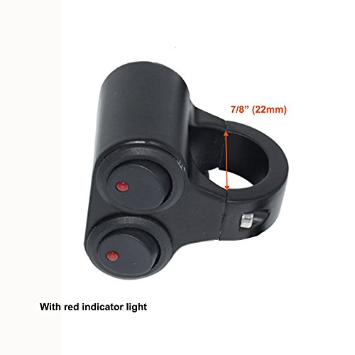 Motorcycle Handlebar Double Control Switch Button Headlight Hazard Brake Fog Light ON OFF Switches With Red Indicator Light